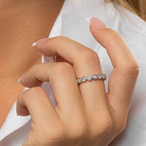 NEW - Diamond Bezel Eternity Band in 14K White Gold size 7.5